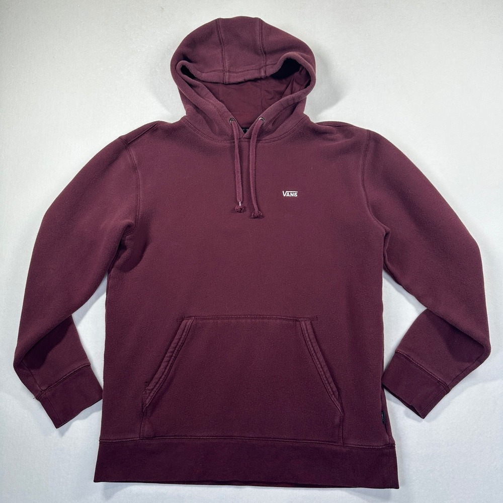 Vtg Y2K Vans ComfyCush Hoodie L Burgundy Maroon Pullover Sweatshirt Skater Style